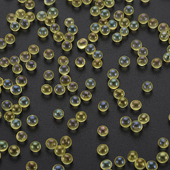 Yellow DIY 3D Nail Art Decoration Mini Glass Beads, Tiny Caviar Nail Beads, AB Color Plated, Round, Yellow, 3.5mm, about 450g/bag