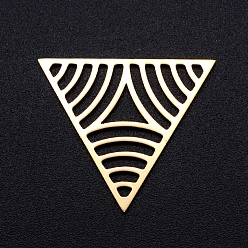 Golden 201 Stainless Steel Filigree Joiners Links, Laser Cut, Triangle, Golden, 21.5x24.5x1mm