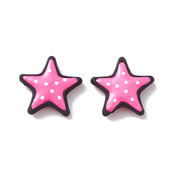 Pink Непрозрачные шарики cmолы, звезда в горошек, розовые, 18.5x19.5x5.2 мм, отверстие : 1.6 мм