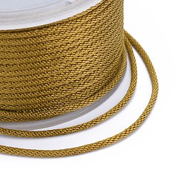 Темно-Золотистый Полиэстер плетеные шнуры, для изготовления ювелирных изделий из бисера, темные золотарник, 2 мм, около 21.87 ярдов (20 м) / рулон