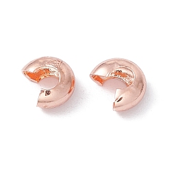 Rose Gold Brass Crimp Beads Covers, Cadmium Free & Lead Free, Rose Gold, 5.5x4.5x2.5mm, Hole: 2mm