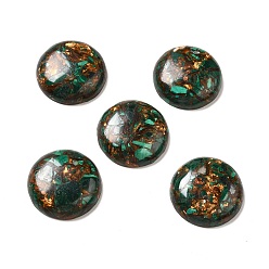 Mixed Stone Assembled Synthetic Bronzite and Malachite Cabochons, Half Round/Dome, 30x8mm
