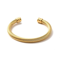 Doré  Placage ionique (ip) 304 bracelet de manchette ouvert en corde torsadée en acier inoxydable, bracelet torque pour femme, or, diamètre intérieur: 2-1/4 pouce (5.7 cm)