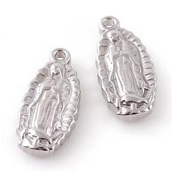 Stainless Steel Color 201 Stainless Steel Lady of Guadalupe Pendants, Virgin Mary, Stainless Steel Color, 18.5x8.5x3.5mm, Hole: 1.5mm