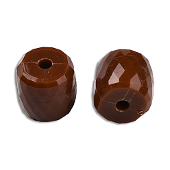 Saddle Brown Opaque Acrylic Beads, Faceted, Barrel, Saddle Brown, 13x13mm, Hole: 2.7~2.8mm, about 290pcs/500g