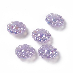 Medium Purple UV Plating Acrylic European Beads, Large Hole Beads, with Glitter Powder, AB Color, Flower with Smiling Face, Medium Purple, 23.5x24x12mm, Hole: 4mm