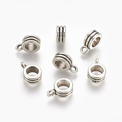 Antique Silver Alloy Tube Bails, Loop Bails, Bail Beads, Lead Free & Cadmium Free, Antique Silver, 13x8x5mm, Hole: 2mm