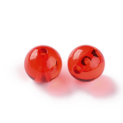Rouge Perles acryliques transparentes, ronde, rouge, 12x11mm, Trou: 2.5mm, environ566 pcs / 500 g