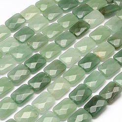 Green Aventurine Faceted Rectangle Green Aventurine Beads Strands, Dyed, 16x12~13x5~6mm, Hole: 1mm, about 13pcs/strand, 8.26 inch