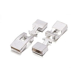 Argent Agrafes de verrouillage snap style tibétain, sans cadmium et sans nickel et sans plomb, rectangle, argenterie, 22x12x6mm, 19x12x5mm, Trou: 3x10mm