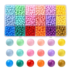 Mixed Color 18 Colors Opaque Acrylic Beads, Round, Mixed Color, 6x5mm, Hole: 1.8mm, 1440~1530pcs/box