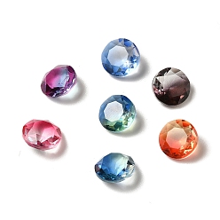 Mixed Color Faceted K9 Glass Rhinestone Cabochons, Pointed Back, Flat Round, Mixed Color, 8x4mm