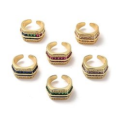 (52) Непрозрачная лаванда Открытое кольцо-манжета с многорядным кубическим цирконием, широкое женское кольцо из настоящей позолоченной латуни с покрытием 18k, разноцветные, размер США 7 (17.3 мм)