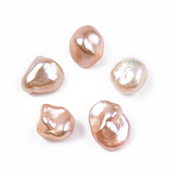 Bisque Natural Baroque Keshi Pearl Beads, Freshwater Pearl Beads, No Hole, Nuggets, Bisque, 9~11x8~9x5~8mm