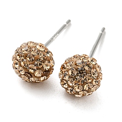 246_Lt. Colorado Topaz Sexy Valentines Day Gifts for Her 925 Sterling Silver Austrian Crystal Rhinestone Ball Stud Earrings, 246_Lt. Colorado Topaz, 15x6mm, Pin: 0.8mm