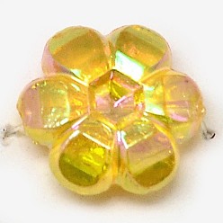 Gold Eco-Friendly Transparent Acrylic Beads, Rice, AB Color, Gold, 6x3mm, Hole: 1mm, about 19500pcs/500g