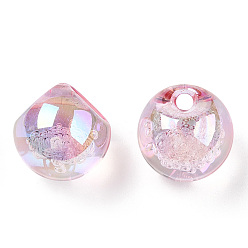 Rose Brumeux Placage uv perles acryliques irisées arc-en-ciel, ronde, top foré, rose brumeuse, 16x16x16mm, Trou: 3mm