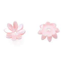 Pink Chapeaux de perle de perle d'imitation de résine, multi-pétale, fleur, rose, 10x10x3mm, Trou: 1mm