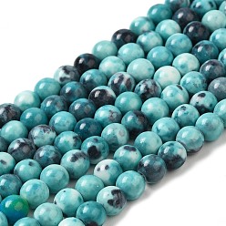 Cyan Océan synthétique perles de jade blanc brins, teint, ronde, cyan, 6mm, Trou: 1mm, Environ 66 pcs/chapelet, 15.74 pouce