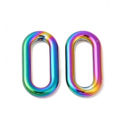 Rainbow Color Revestimiento iónico (ip) 304 anillos de unión de acero inoxidable, oval, color del arco iris, 19x10x2.5 mm, diámetro interior: 14x5 mm