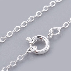 Silver Brass Cable Chain Necklaces, Silver Color Plated, 28 inch, Ring: 1.9x1.4x0.1mm