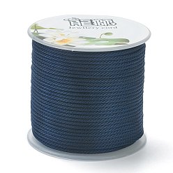 Прусский Синий Полиэстер плетеные шнуры, для изготовления ювелирных изделий из бисера, берлинская лазурь, 1.5 мм, около 21.87 ярдов (20 м) / рулон