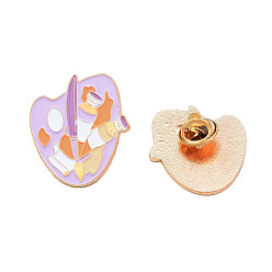 Lila Pin de esmalte de tablero de dibujo, insignias de aleación chapadas en oro claro para ropa de mochila, libre y sin plomo níquel, lila, 33x27 mm