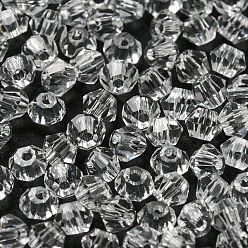 Claro Perlas de vidrio transparentes, facetados, bicono, Claro, 2x2 mm, agujero: 0.7 mm, sobre 720 unidades / bolsa
