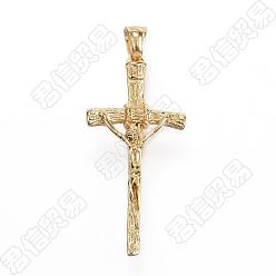 Oro 304 colgantes de acero inoxidable, para la Pascua, cruz crucifijo, dorado, 44x21x6 mm, agujero: 4x6 mm