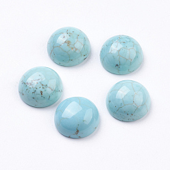 Howlite Natural Howlite Cabochons, Half Round, Dyed, 14x6.5mm