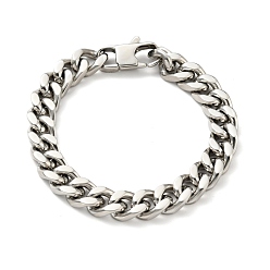 Stainless Steel Color 201 Stainless Steel Curb Chain Bracelet for Men Women, Stainless Steel Color, 7-7/8 inch(20.1cm)