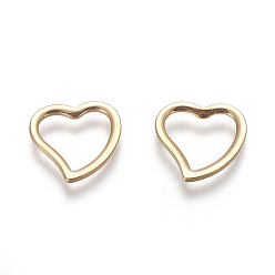 Oro 304 de acero inoxidable que une los anillos, corazón, dorado, 14.5x15x1.5 mm, agujero: 9.5x11 mm