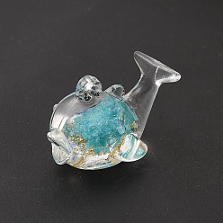 Dark Turquoise Luminous Transparent Resin Pendants, Dolphin Charms, with Gold Foil, Dark Turquoise, 19x28x17mm, Hole: 1mm