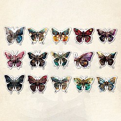 Butterfly 30Pcs Paper Self Adhesive Cartoon Stickers, Animal/Insect Decals, for DIY Scrapbooking, Card Making, Kid's Art Craft, Butterfly, 55x55mm