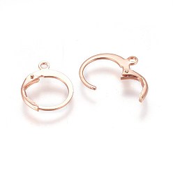 Rose Gold 304 Stainless Steel Leverback Earring Findings, with Loop, Rose Gold, 14.5x12.5x1.5mm, Hole: 1.4mm, Pin: 0.7x0.9mm