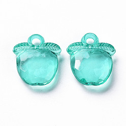Turquoise Transparent Acrylic Pendants, Faceted, Apple, Turquoise, 20x17x5~6mm, Hole: 3mm, about 480pcs/500g