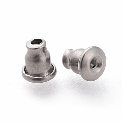Gunmetal 304 Stainless Steel Ear Nuts, Earring Backs, Gunmetal, 6x5mm, Hole: 1.2mm, Fit For 0.6~0.7mm Pin