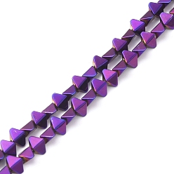 Purple Plated Electroplate Synthetic Non-magnetic Hematite Beads Strands, Faceted, Rhombus, Purple Plated, 6x4.5x3mm, Hole: 1mm, about 95pcs/strand, 15.98 inch(40.6cm)