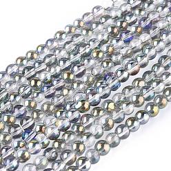 Flamant Plaqué plein arc-en-ronde galvaniques perles de verre brins, flamant, 4mm, Trou: 1mm, Environ 101 pcs/chapelet, 15.4 pouce