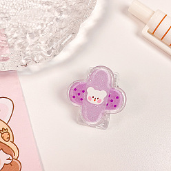 Orchid Transparent Acrylic Binder Paper Clips, Card Assistant Clips, Band Aid with Bear Pattern, Orchid, 26x22mm