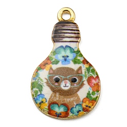 Camel Alloy Pendant, Lead Free & Cadmium Free & Nickel Free, Lamp Bulb with Cat Shape, Camel, 28x17x1.5mm, Hole: 1.8mm