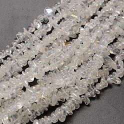 AB Color Plated Electroplate Natural Quartz Crystal Beads Strands, Chips, AB Color Plated, 6~12x4~6x3~6mm, Hole: 1mm, 15~16 inch