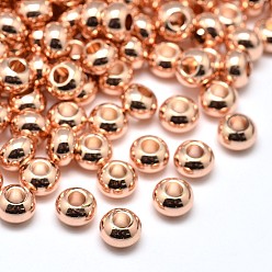 Розовое Золото Латунь плоские круглые шариков прокладки, розовое золото , 6x4 мм, отверстие : 2 мм
