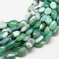 Verdemar Claro Ágata natural de los hilos de perlas ovaladas, teñido, verde mar claro, 14x10x5 mm, agujero: 1 mm, sobre 25 unidades / cadena, 16 pulgada