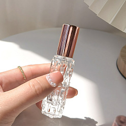 Oro Rosa Botellas de spray de vidrio portátiles vacías, con fornituras de aluminio, envase de perfume de viaje, oro rosa, 2.2x9 cm, capacidad: 10 ml (0.34 fl. oz)