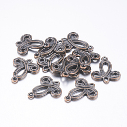 Red Copper Tibetan Style Alloy Links/Connectors, Lead Free and Cadmium Free, Red Copper, 22x19x2.5mm, Hole: 2mm