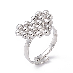 Color de Acero Inoxidable 304 anillos de acero inoxidable corazón anillo ajustable para mujer, color acero inoxidable, diámetro interior: 17~19 mm