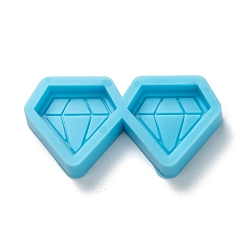 Deep Sky Blue DIY Pendant Silicone Molds, for Earring Makings, Resin Casting Molds, For UV Resin, Epoxy Resin Jewelry Making, Diamond, Deep Sky Blue, 19x36x5mm, Inner Diameter: 13x15mm