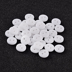 White 2-Hole Flat Round Resin Sewing Buttons for Costume Design, White, 15x2mm, Hole: 1mm