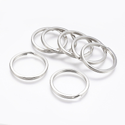 Platinum Iron Split Key Rings, Keychain Clasp Findings, Platinum Color, Size: about 30mm in diameter, hole: 24mm